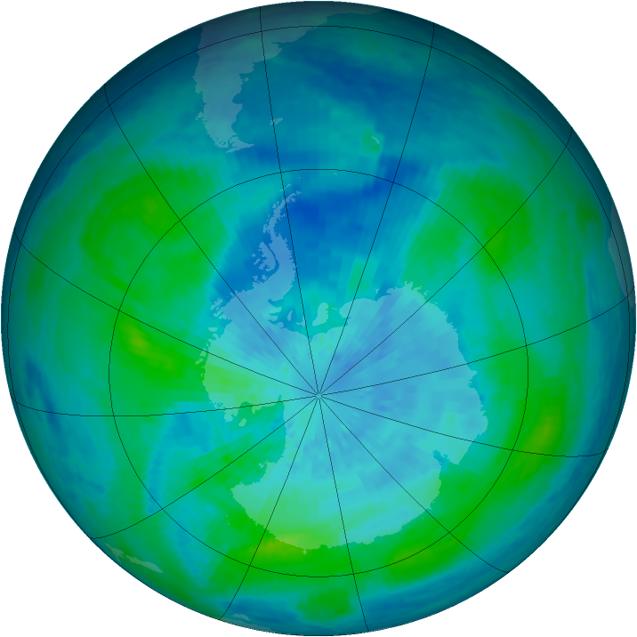 Antarctic ozone map for 18 March 2004